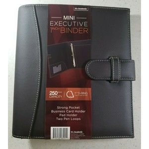 "It's Academic Mini Executive Leather Portfolio Folder, 1"" Ring Dark Brown